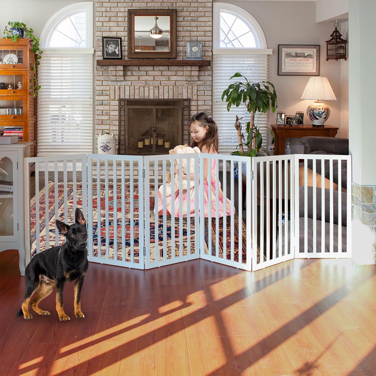 ZJSF Freestanding Indoor Dog Gate for House - 6 Panel Design