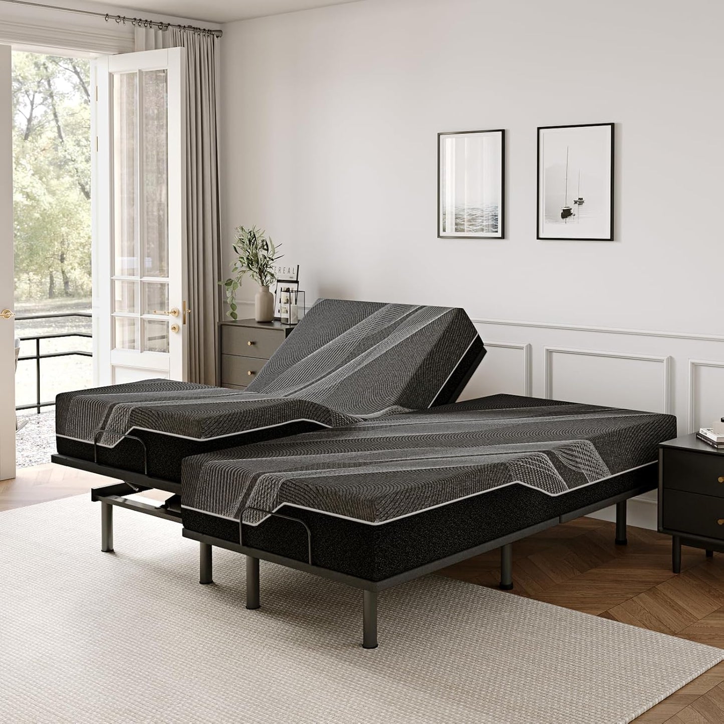 Split King Adjustable Bed Frame with Gel Memory Foam Mattress