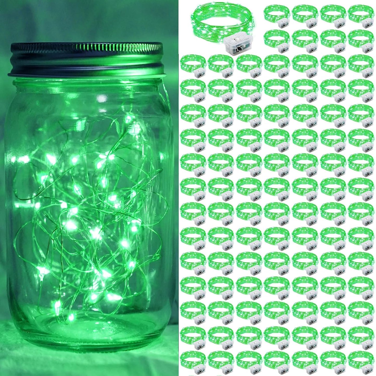 Green Fairy Lights 100 Pack for Party Wedding Christmas Decor