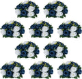 NUPTIO Artificial Flower Centrepieces for Tables - Navy Blue & White