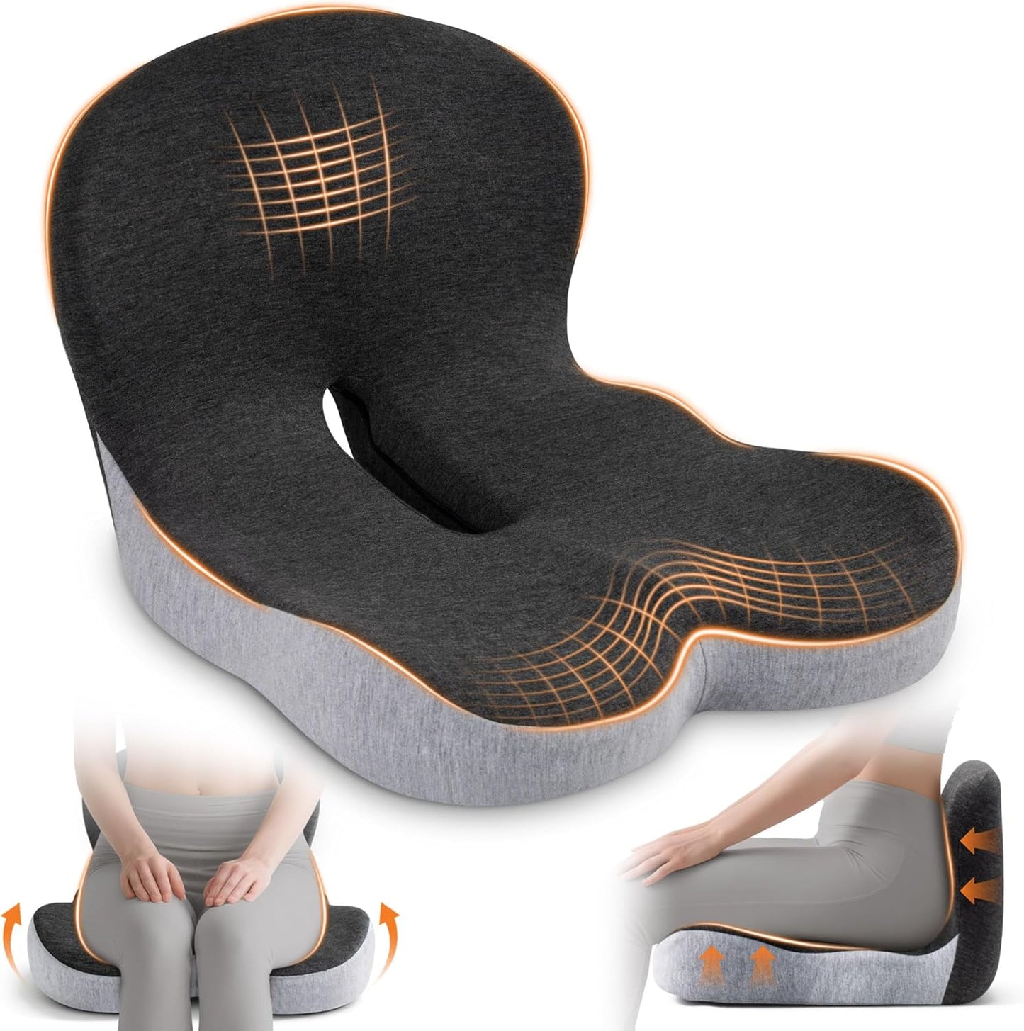 Ergonomic L-Shaped Memory Foam Seat Cushion for Office Chairs