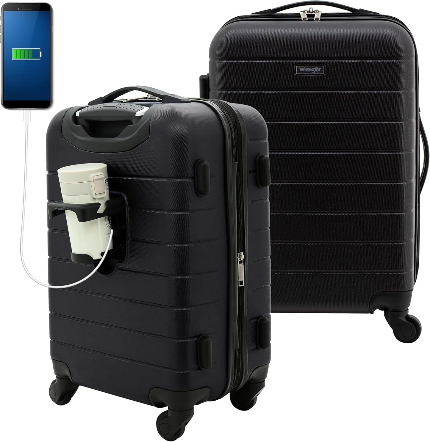 Wrangler 20 Smart Spinner Carry-On Luggage with USB Charging Port