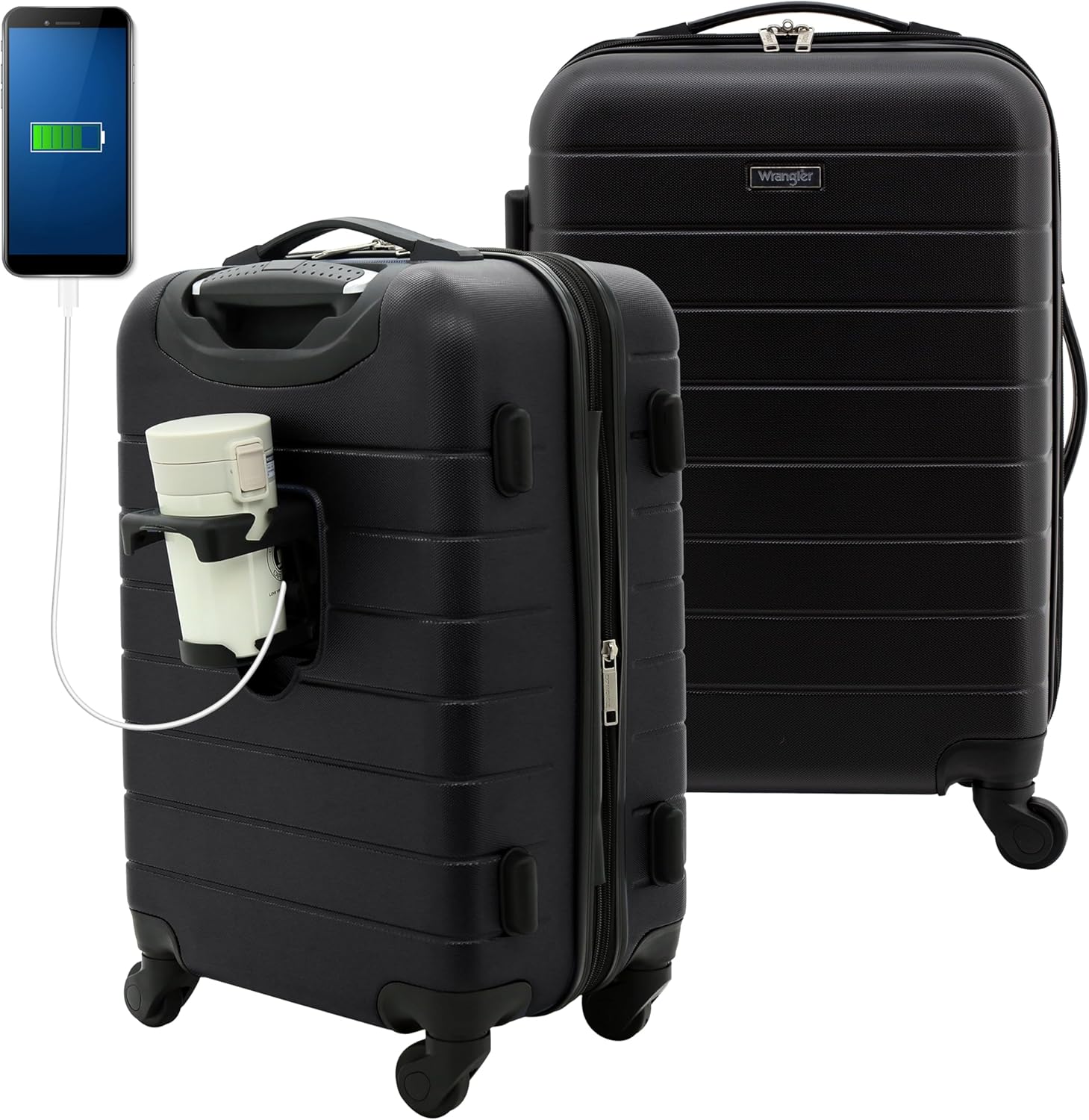 Wrangler 20 Smart Spinner Carry-On Luggage with USB Charging Port