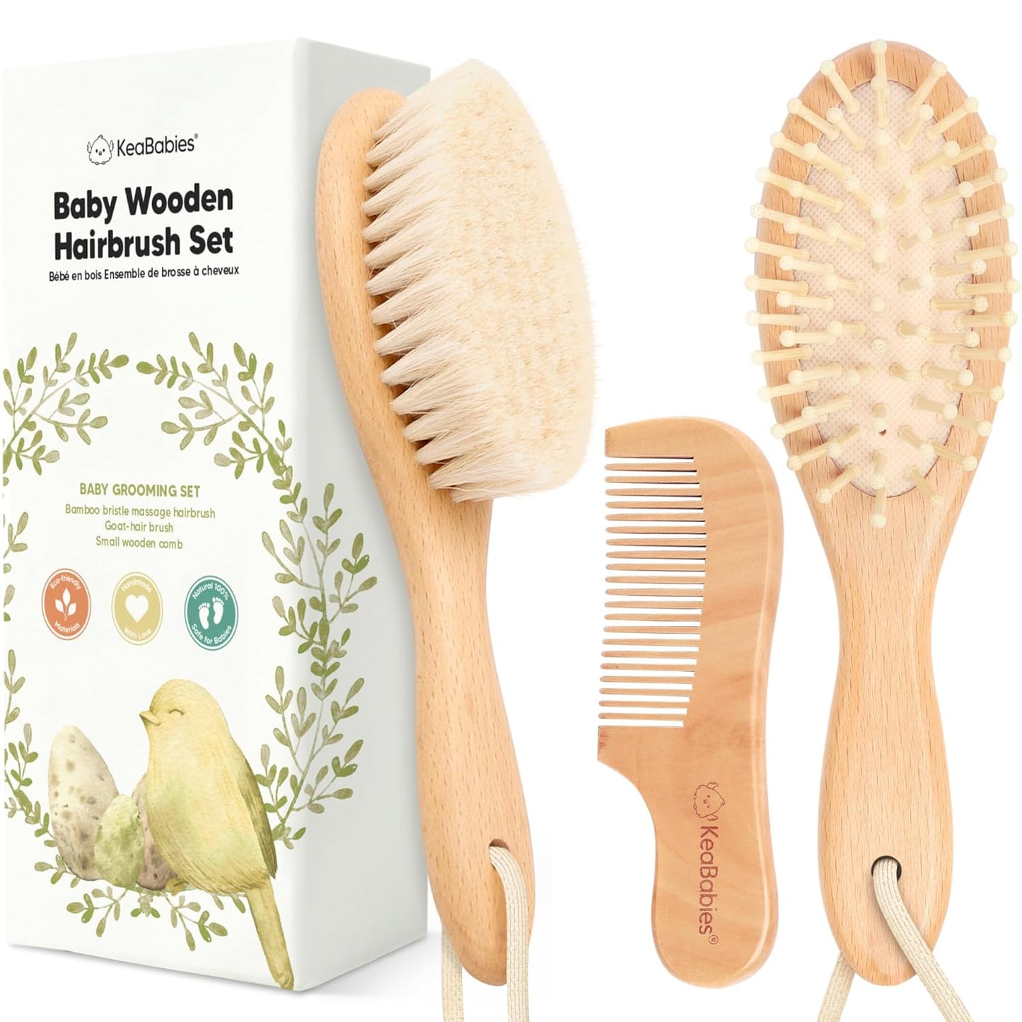 Soft Goat Bristle Baby Brush Set - Gentle Care by KeaBabies