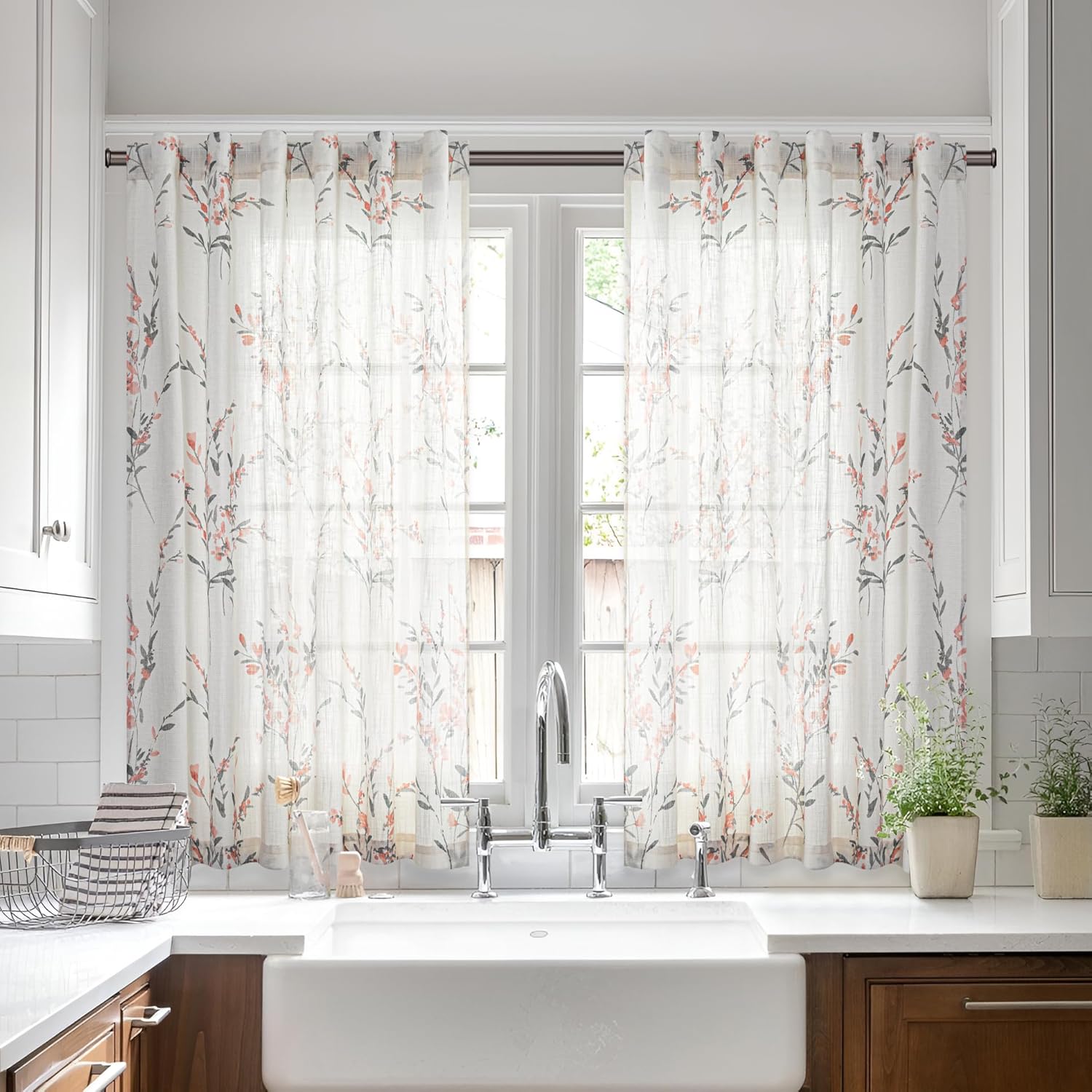 MYSKY HOME Sheer Linen Curtains for Bedroom and Kitchen Decor