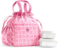 Drawstring Lunch Bag for Women All Smiles Fuchsia - Complete Set