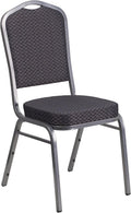 Crown Back Stacking Banquet Chair in Black Patterned Fabric - Durable