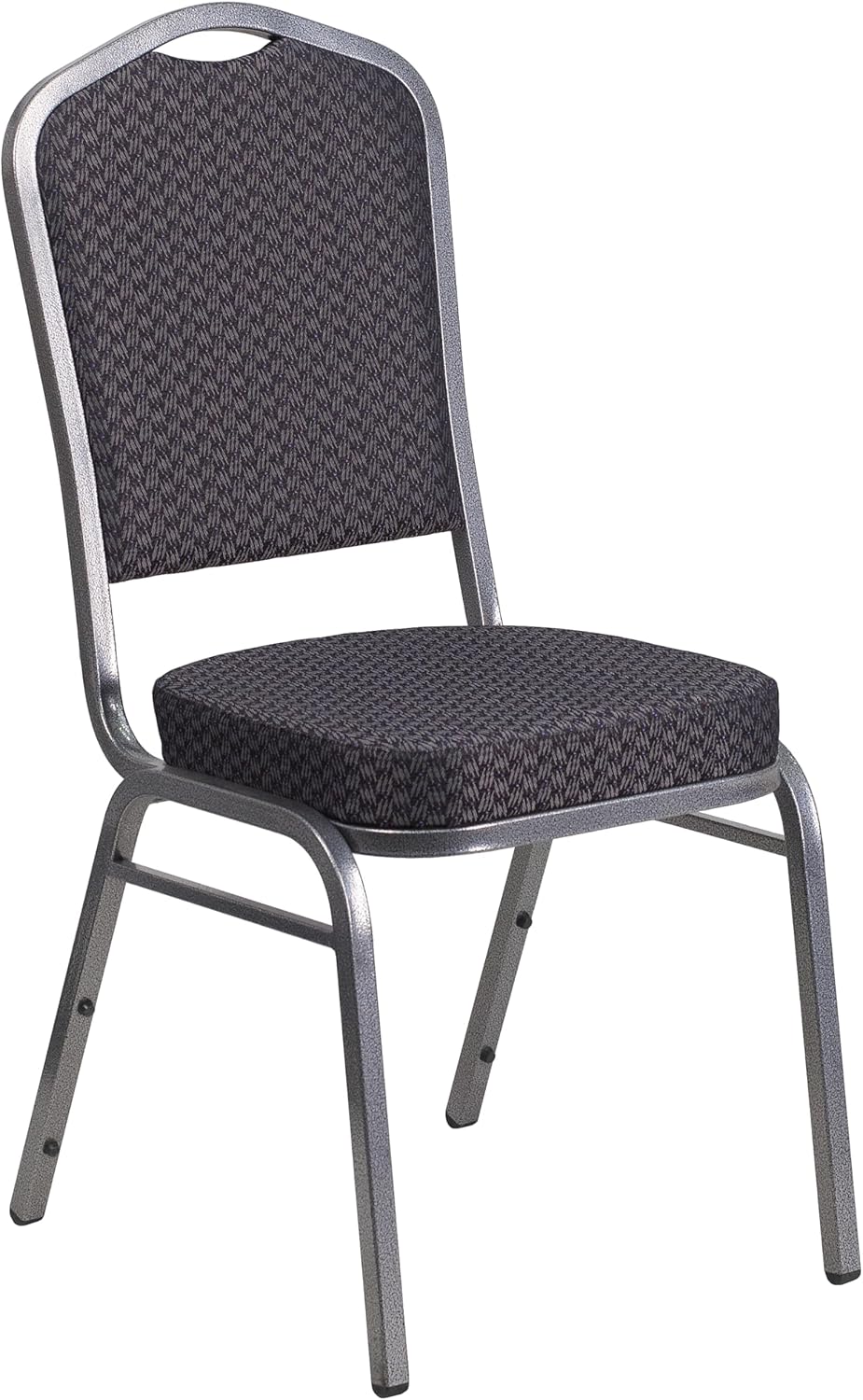Crown Back Stacking Banquet Chair in Black Patterned Fabric