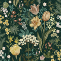 Green Floral Peel and Stick Wallpaper Vintage - Deep Green Boho