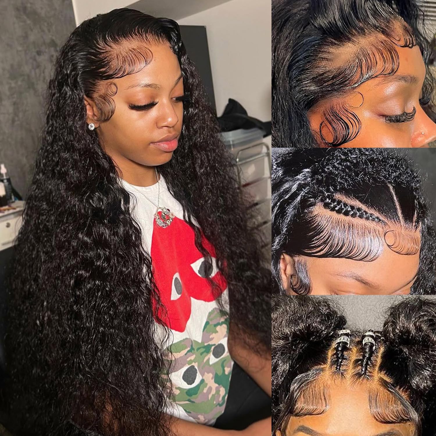 28 Inch Deep Wave Lace Front Wigs Human Hair for Women