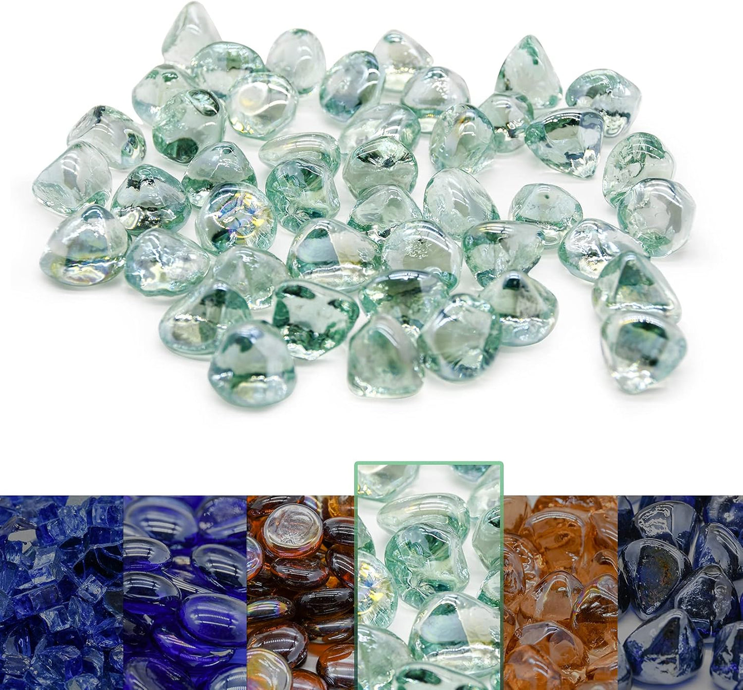 GasSaf 20-Pound 1 inch Diamonds Fire Glass for Fire Pits