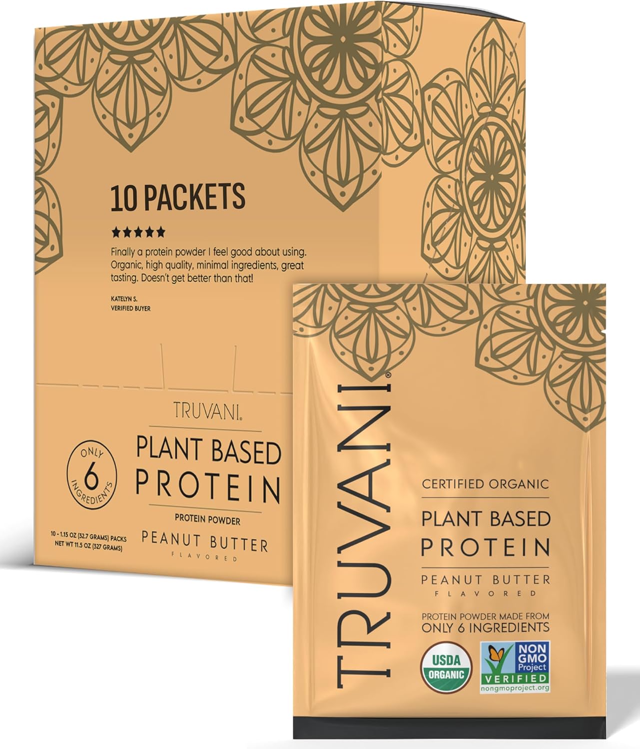 Truvani Vegan Pea Protein Powder - Delicious Peanut Butter Flavor
