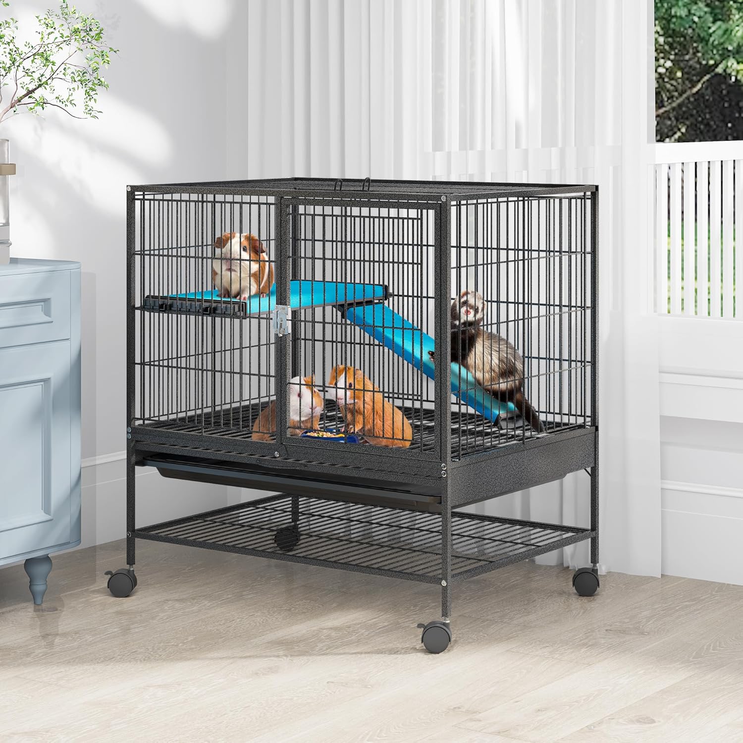 YITAHOME Metal 2-Tiers Small Animal Cages for Indoor Pets
