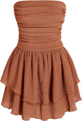 CIDER Women's Summer Cocktail Dress - Tube Ruched Ruffle