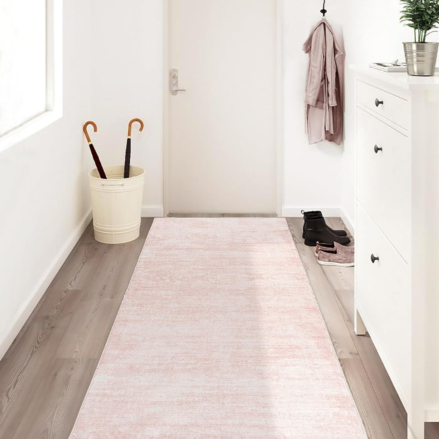 Pink Entryway Rugs for Hallway - Boho Abstract Modern Design