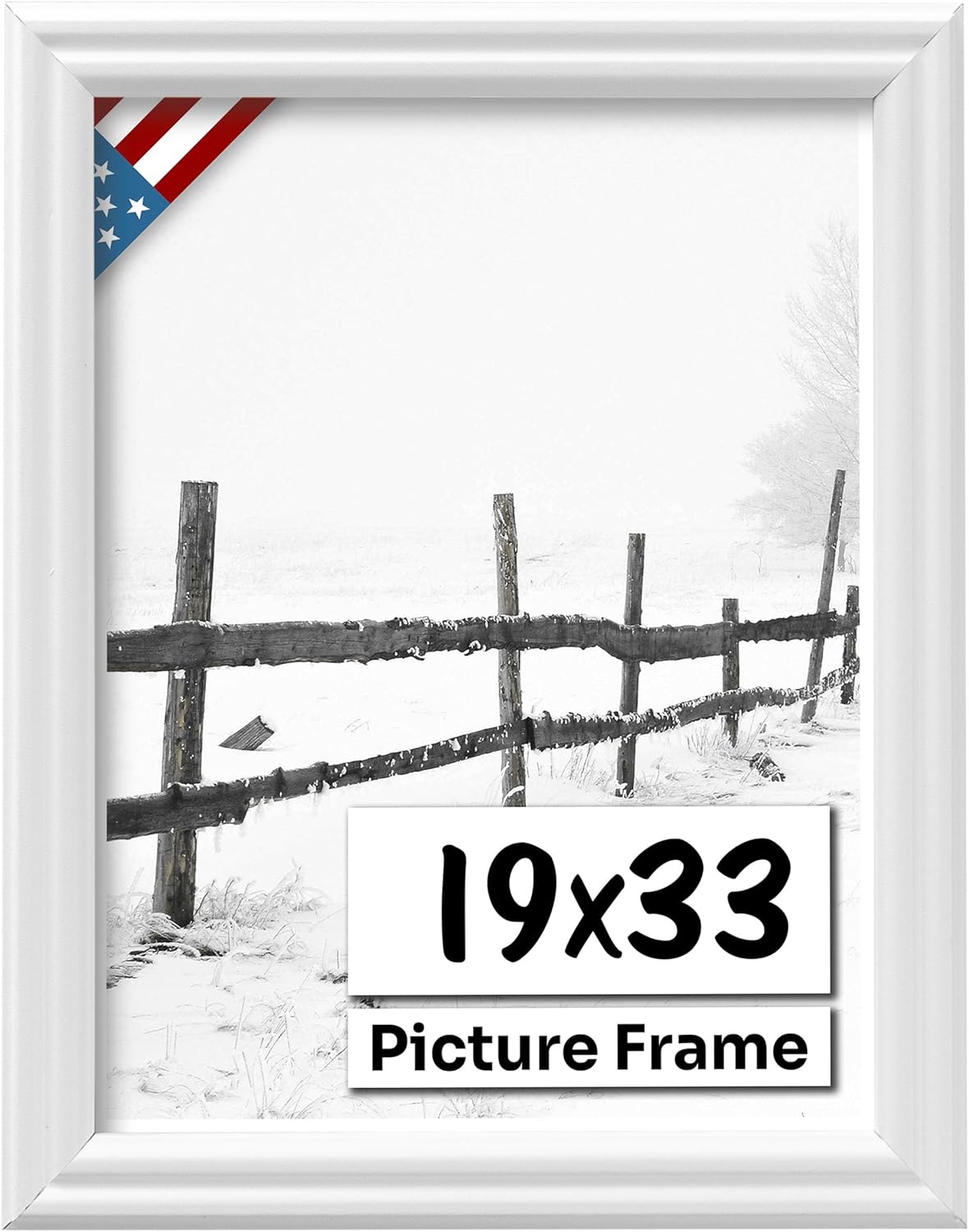 White 19x33 Picture Frame - Handmade Solid Wood Wall Decor