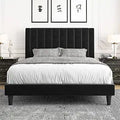 Allewie Full Bed Frame with Velvet Upholstered Headboard Design