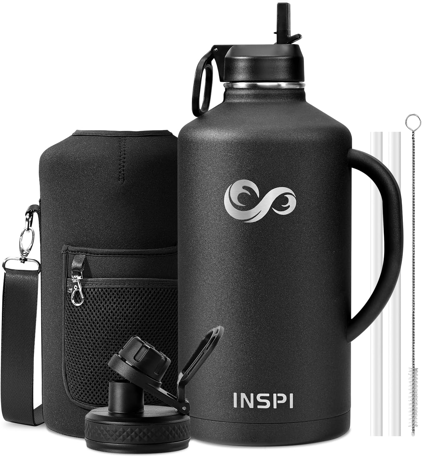 128 oz Gallon Water Bottle with Straw & Lids for All Adventures