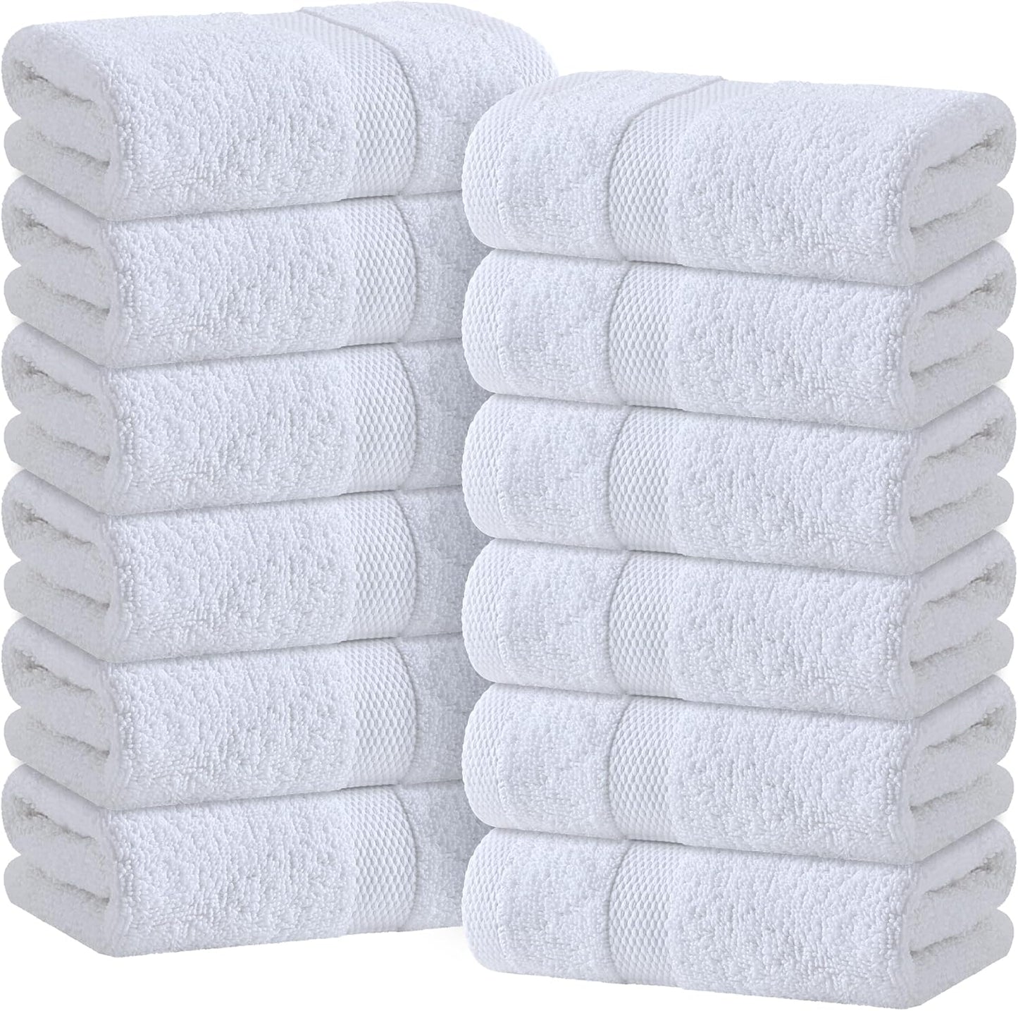 Wealuxe White Hand Towels for Bathroom - Soft Cotton 12 Pack