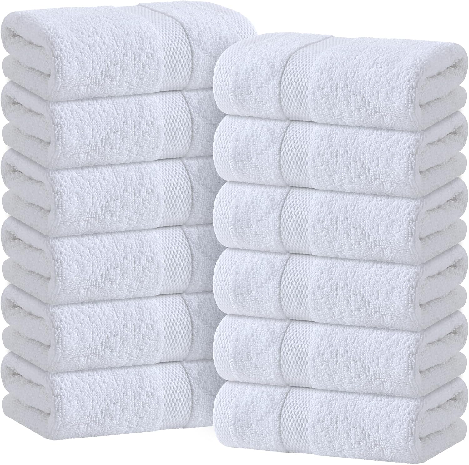Wealuxe White Hand Towels for Bathroom - Soft Cotton 12 Pack