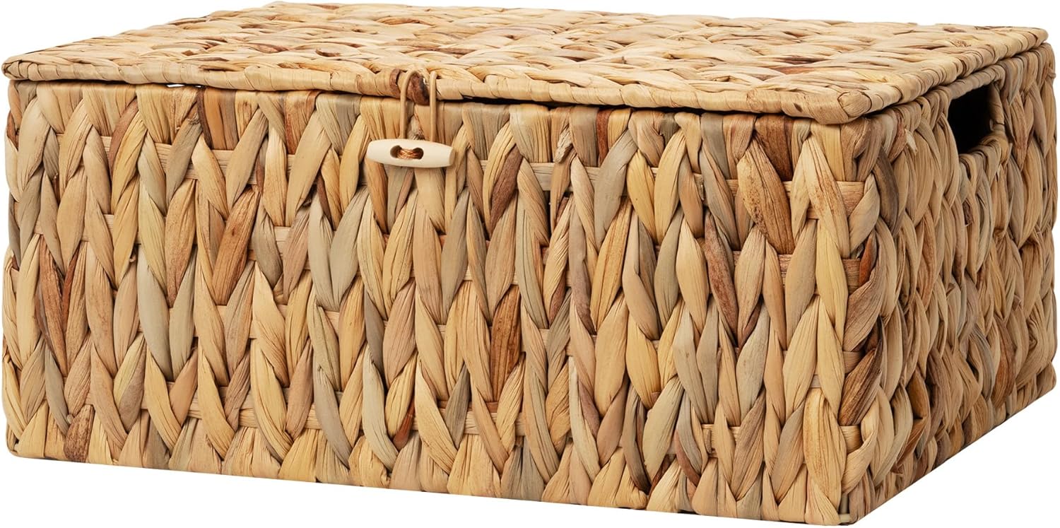 Extra Large Wicker Baskets with Lid for Organizing Storage
