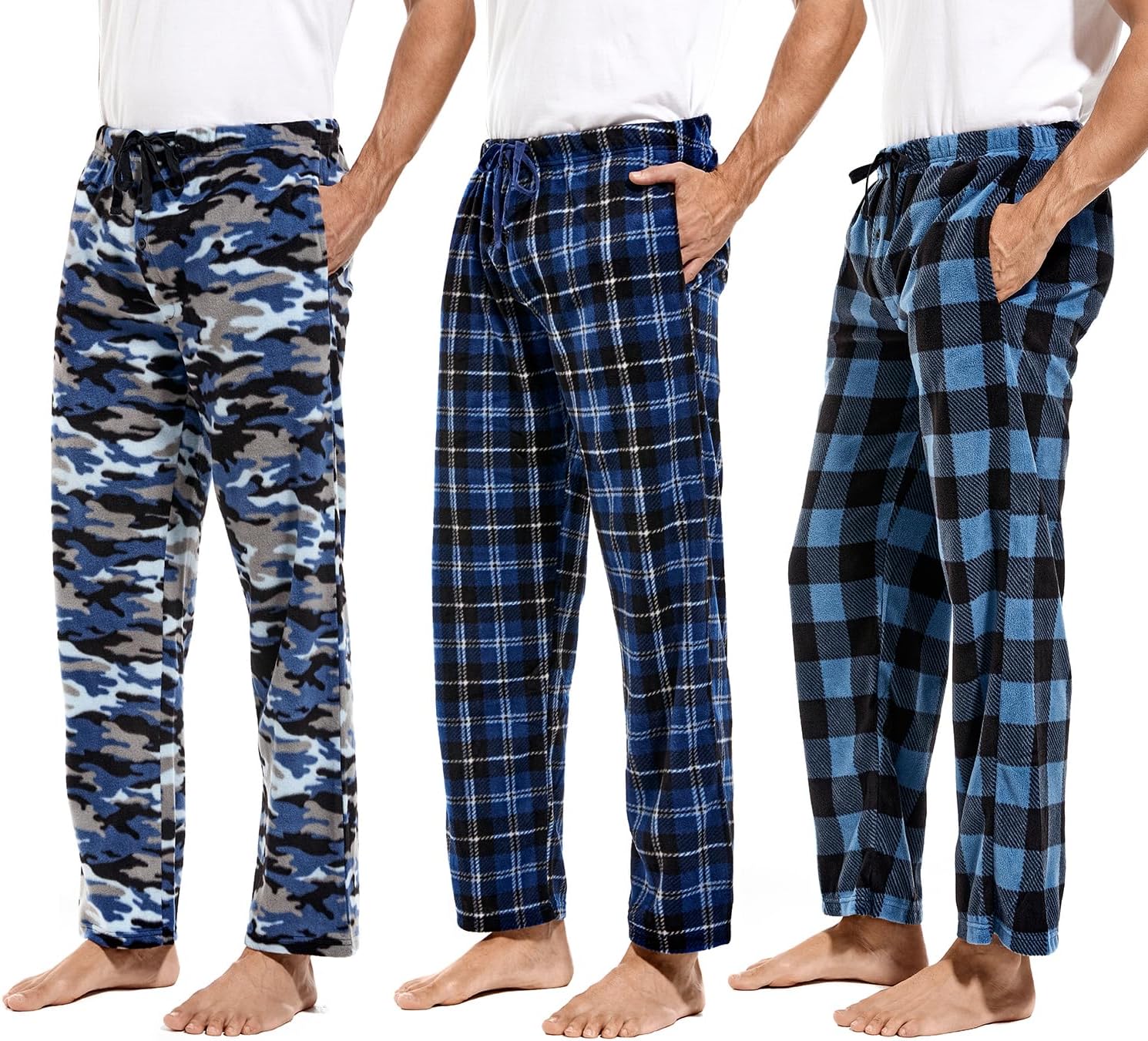 DG Hill Mens Pajama Pants Fleece Lounge Pants with Pockets