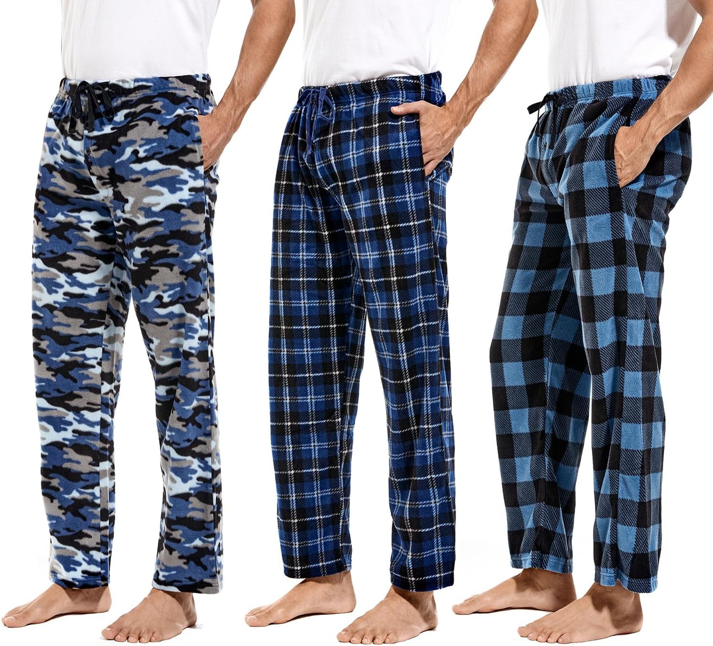 DG Hill Mens Pajama Pants Fleece Lounge Pants with Pockets