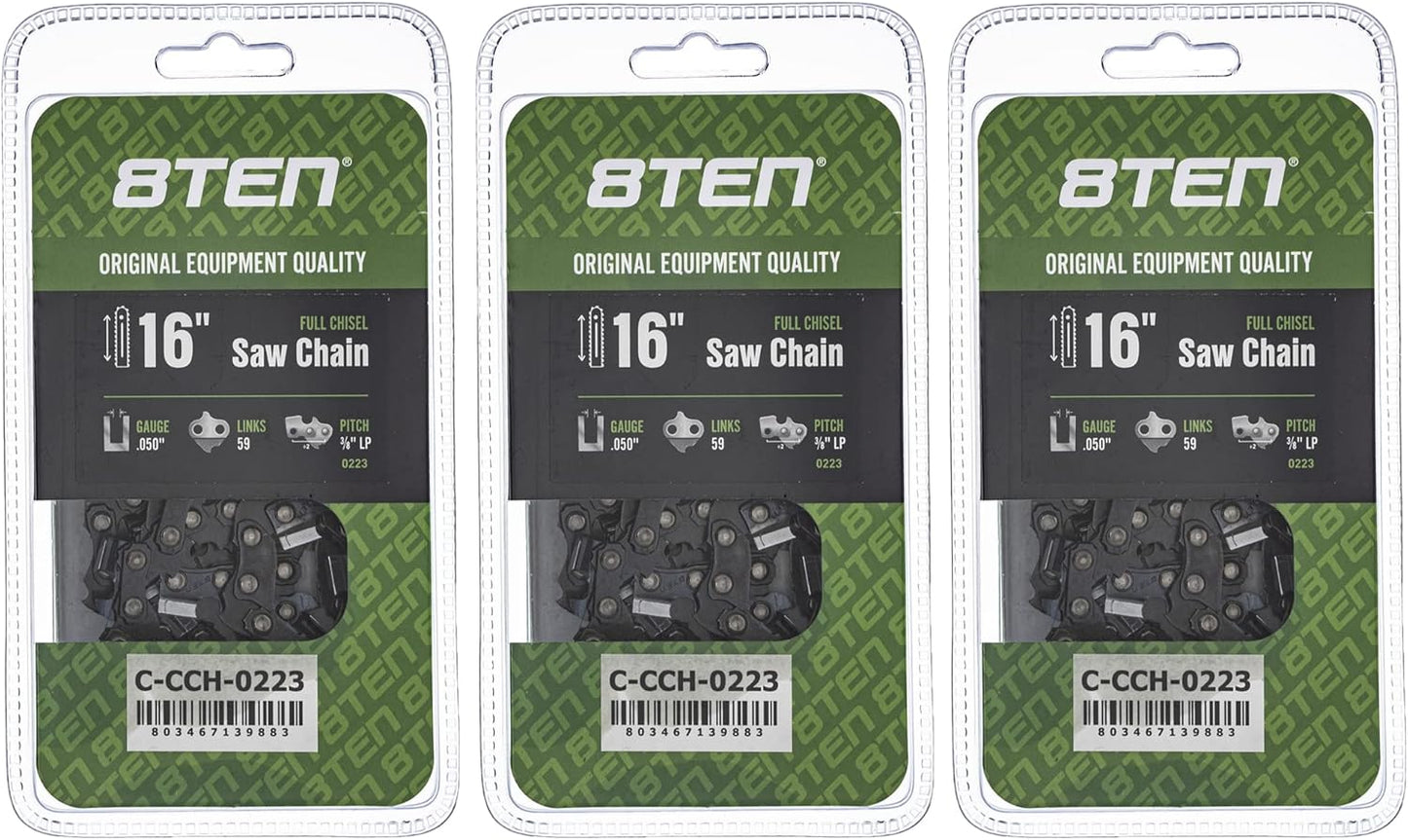 8TEN Full Chisel Chainsaw Chain 16 Inch for Homelite 240