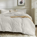 Beige Duvet Cover Full Size Seersucker - Soft Breathable Cover