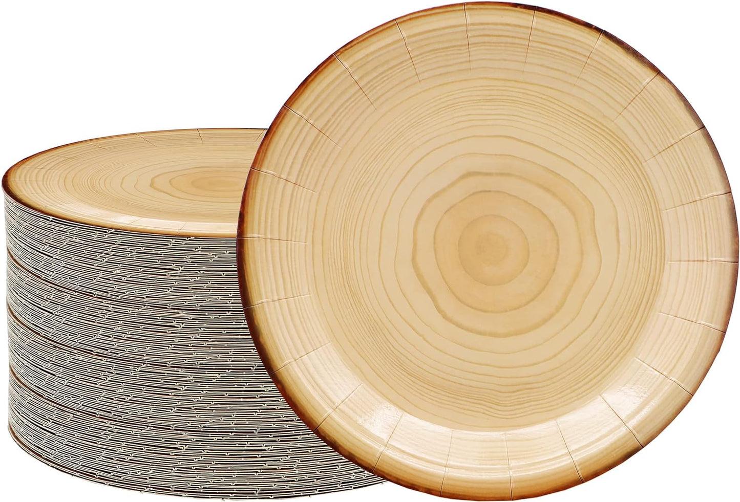 Rustic Wood Grain Dessert Plates - 40Pcs