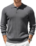 Mens Knit Polo Sweater Long Sleeve Polos - Lightweight Casual Layer