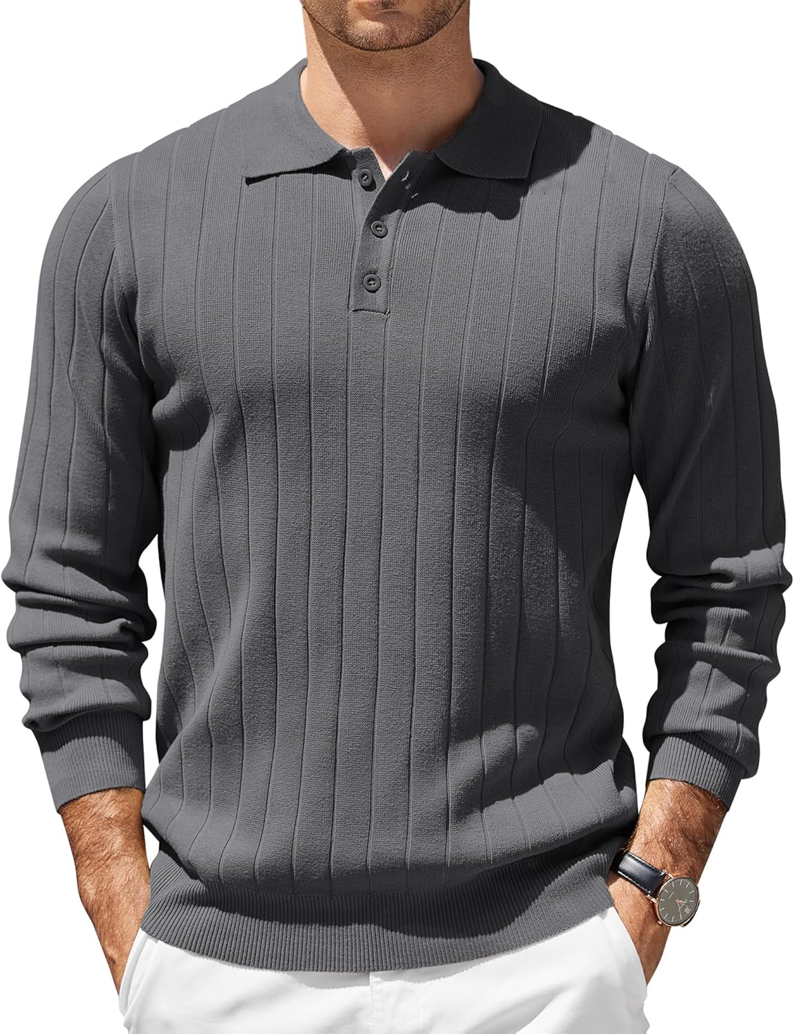 COOFANDY Mens Knit Polo Sweater for Stylish Casual Wear