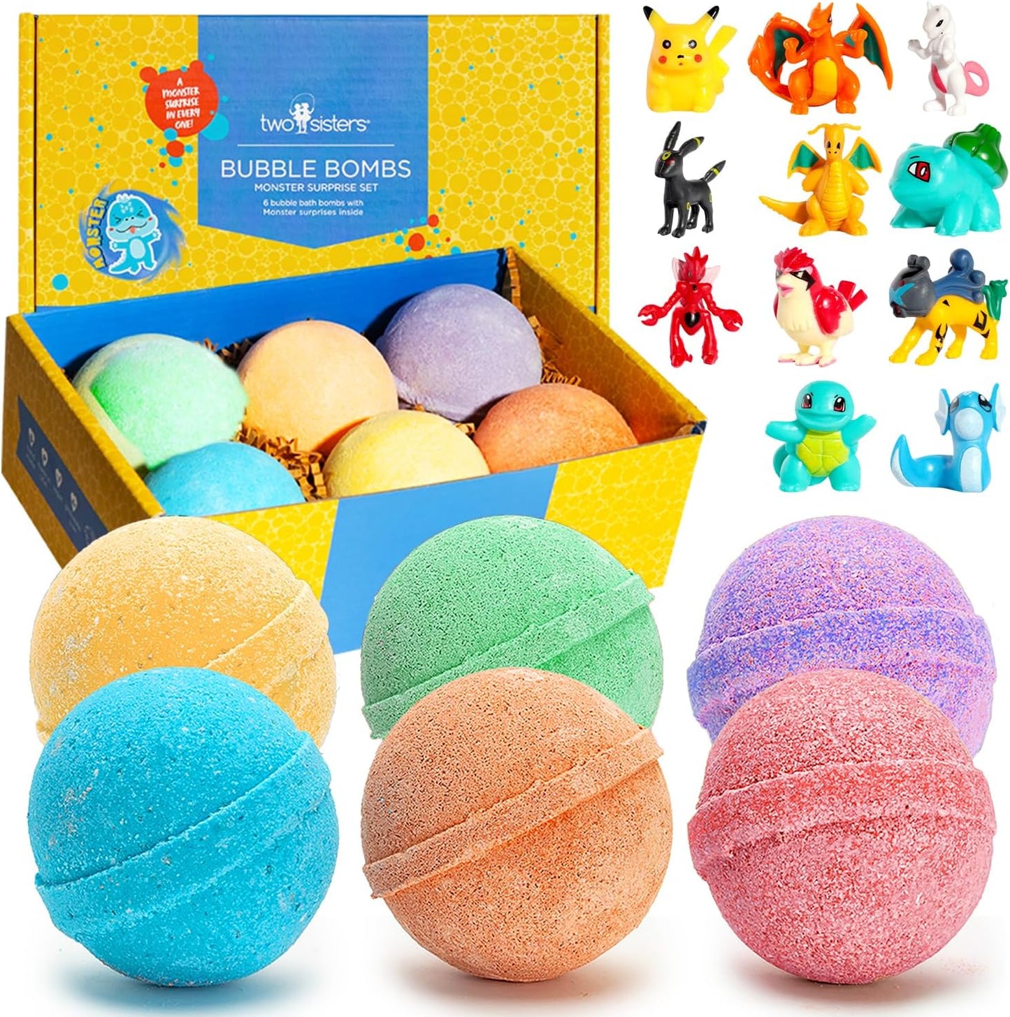 Kids Poke Monster Bath Bombs- Surprise Toys, Fruity Scents