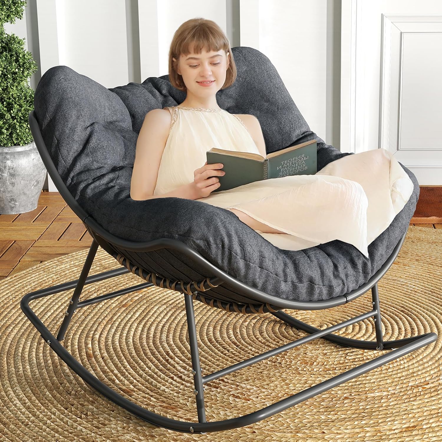 SWITTE Papasan Rocking Chair - Ultimate Comfort