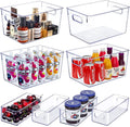 Set of 8 Clear Plastic Storage Bins - Pantry and Cabinet Organizers