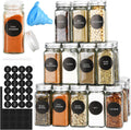 Glass Spice Jars 48pc 4oz Set with Labels and Shakers - Organized