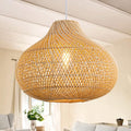 Rattan Pendant Lights Large Wicker Chandelier - Boho Raindrop Design