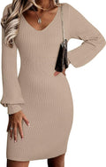 Sidefeel Womens Ribbed Knit Sweater Dress - Flattering Fall Bodycon is