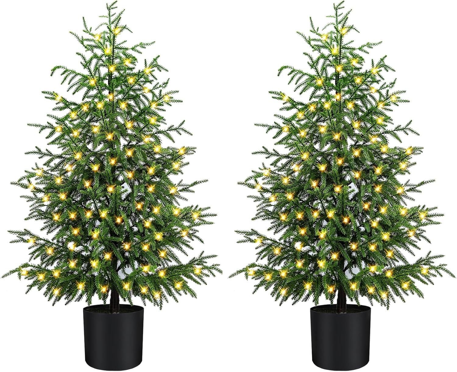 4FT Pre-Lit Artificial Norfolk Pine Christmas Tree for Holiday Decor