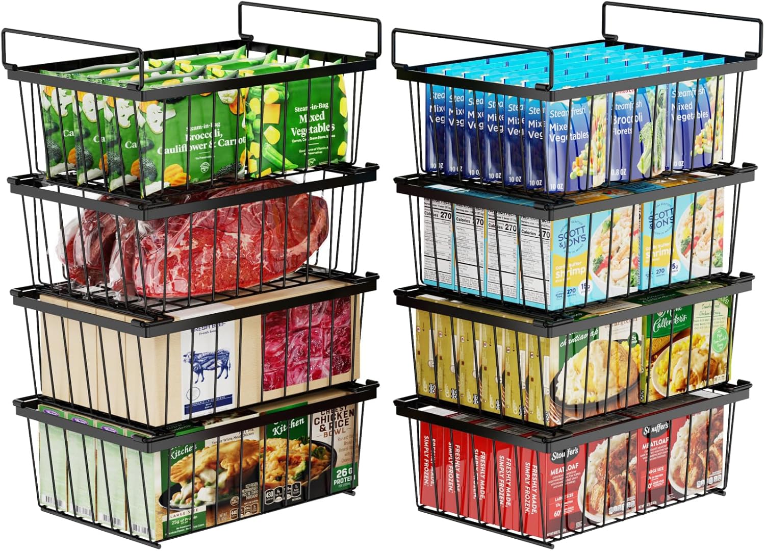 iSPECLE Chest Freezer Organizer Bins - Stackable Storage Solution
