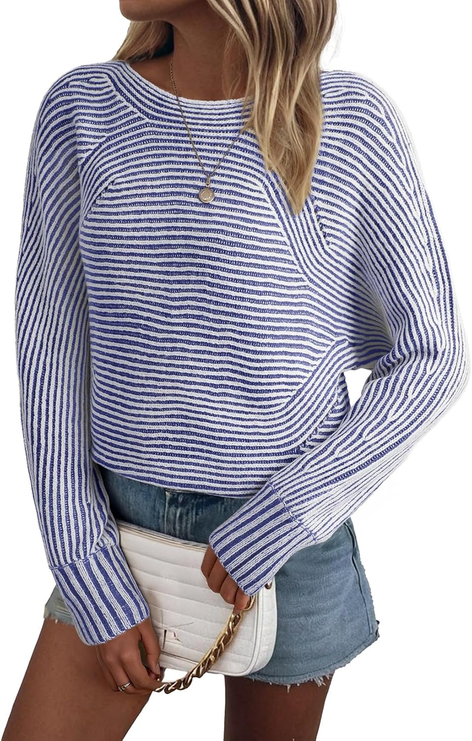 EVALESS Striped Sweaters for Women Oversized Pullover Style