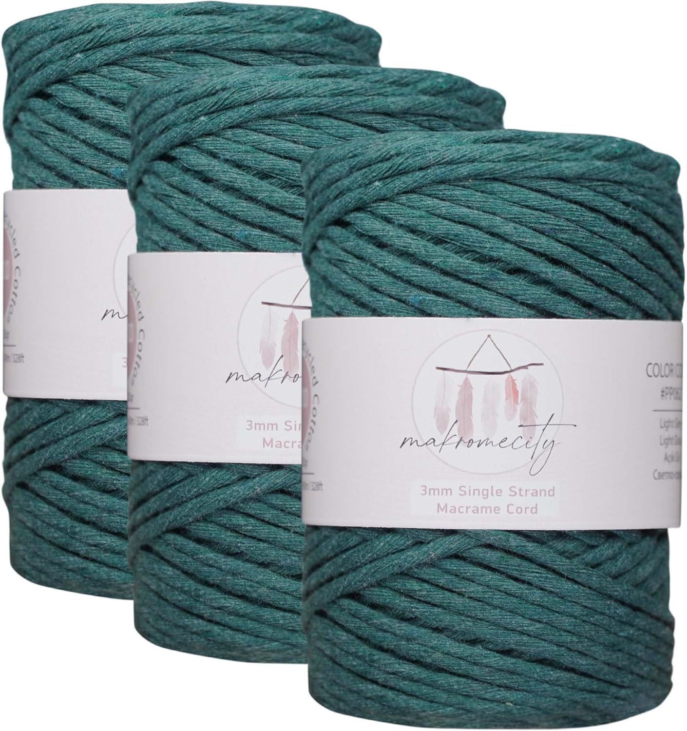 3mm Single Strand Macrame Cord for Art & Crafts - 3 Skeins