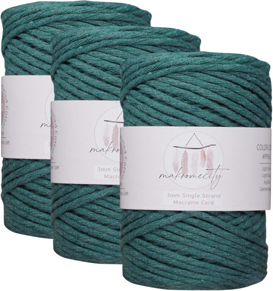 3mm Single Strand Macrame Cord for Art & Crafts - 3 Skeins