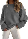 ANRABESS Women's Crewneck Fuzzy Knit Oversized Pullover - Cozy Fit