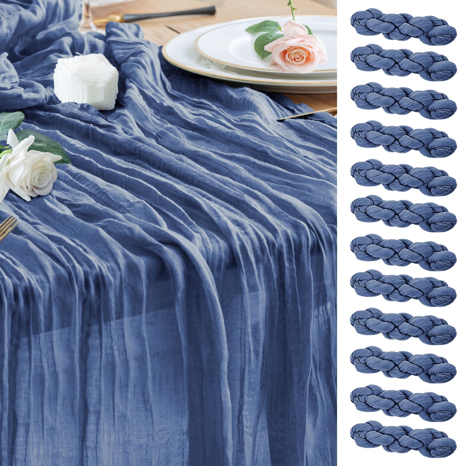 Wokceer Cheesecloth Table Runner 12Pack for Elegant Decor