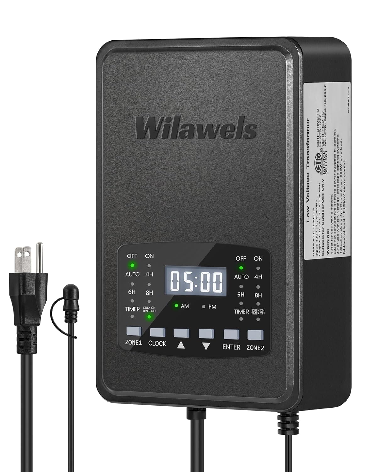 600W Low Voltage Landscape Transformer with Dual-Zone Control