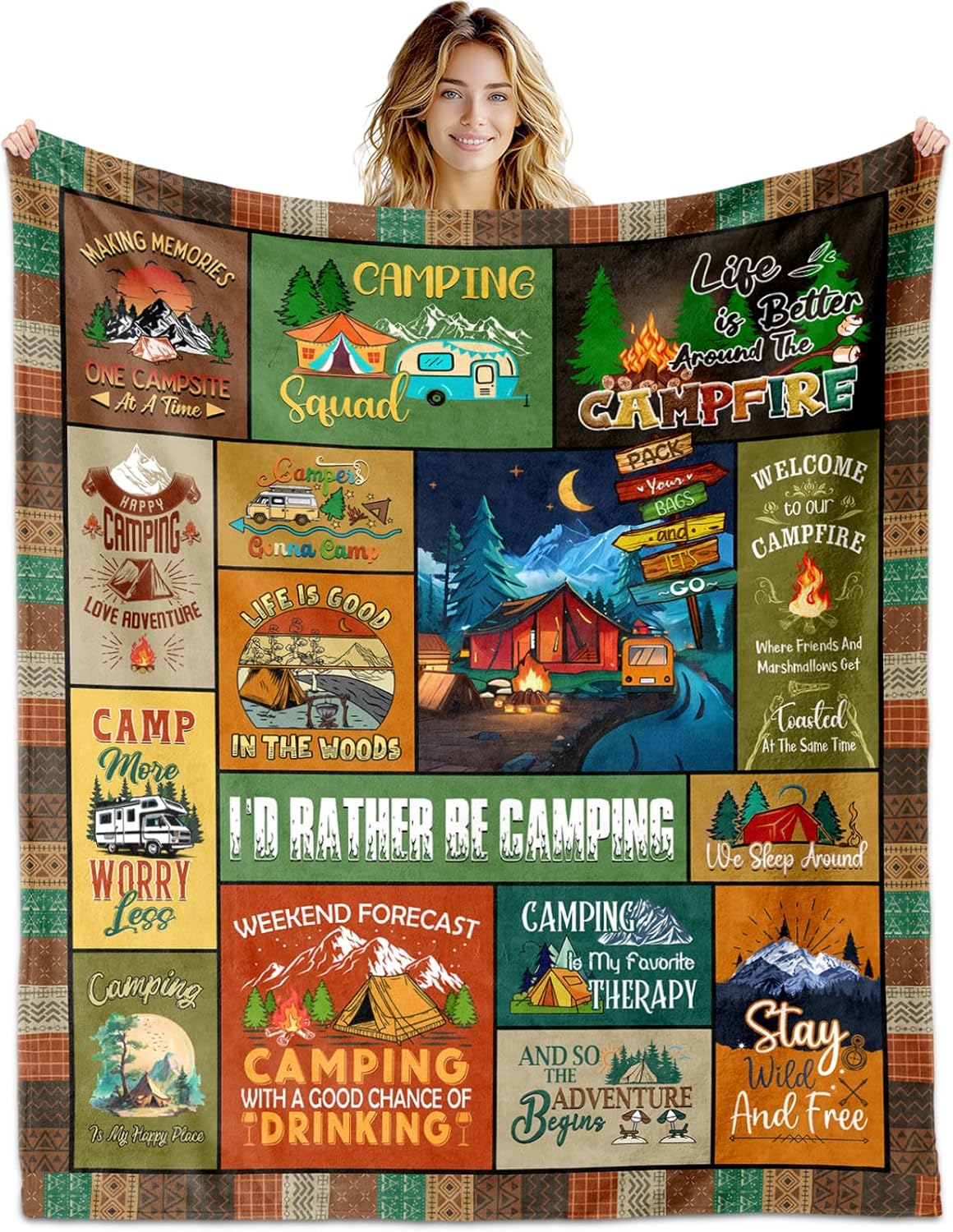 Camping Throw Blanket 60X50 - Cozy Campsite Essential