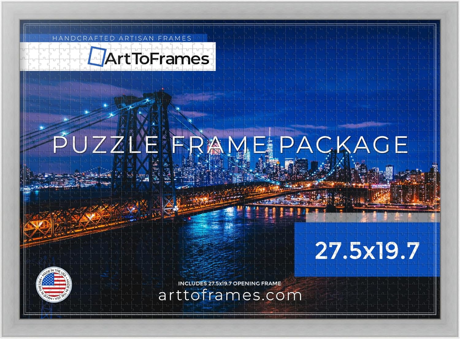 27.5x19.7 IN Silver Frame for 1000 Piece Puzzles - Elegant Design