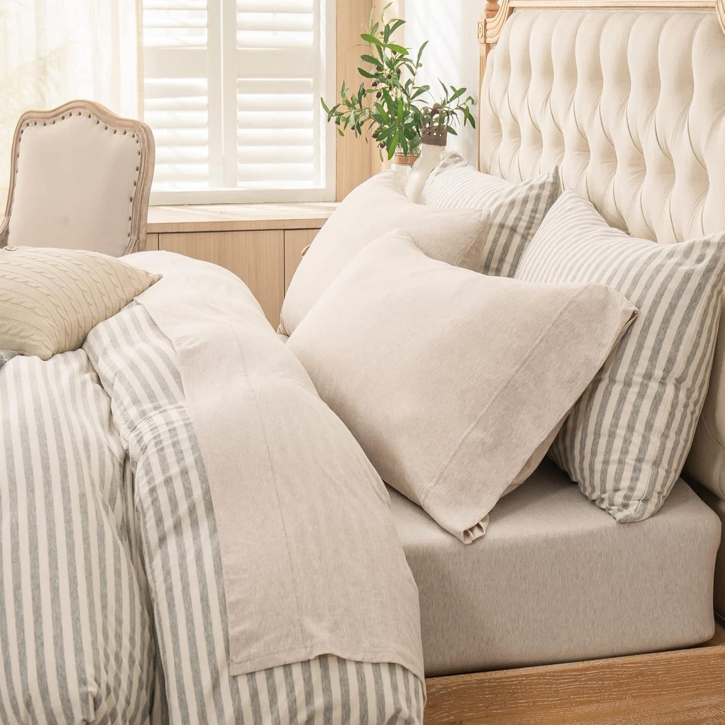 PURE ERA Jersey Knit 4pc Bed Sheet Set for Ultimate Comfort