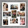 17x17 Picture Frame Display 9 Opening 4x6 Collage - Grey Wood Grain